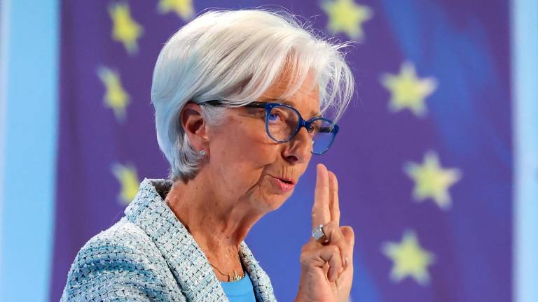 La presidenta del Banco Central Europeo, Christine Lagarde, el pasado jueves después del Consejo de Gobierno de la entidad. foto: efe