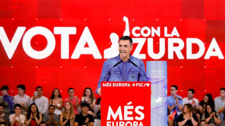 Pedro Sánchez, en un mitin del PSOE de esta campaña de las europeas. Foto: EFE