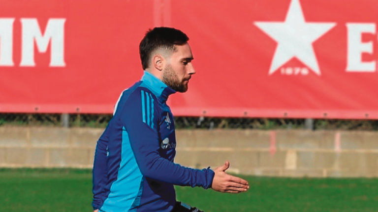 Migue Leal, entrenando con el Nàstic. Foto: Nàstic