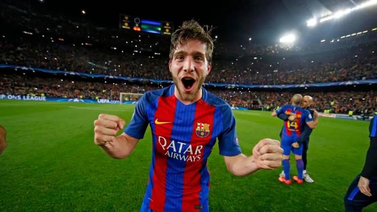 Sergi Roberto celebra la gesta histórica con su gol ante el PSG que selló la remontada en 2017. foto: fc barcelona