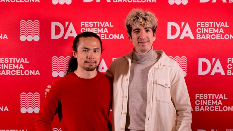 Adrià Guxens y Junyi Sun (protagonista de ‘Lóngquán’ y ‘Un soroll llunyà’, en el estreno de ese último corto en el D’A de Barcelona.