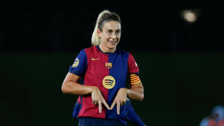 Alexia Putellas celebra su gol, que supuso el 0-4. Foto: Juanjo Martín/EFE