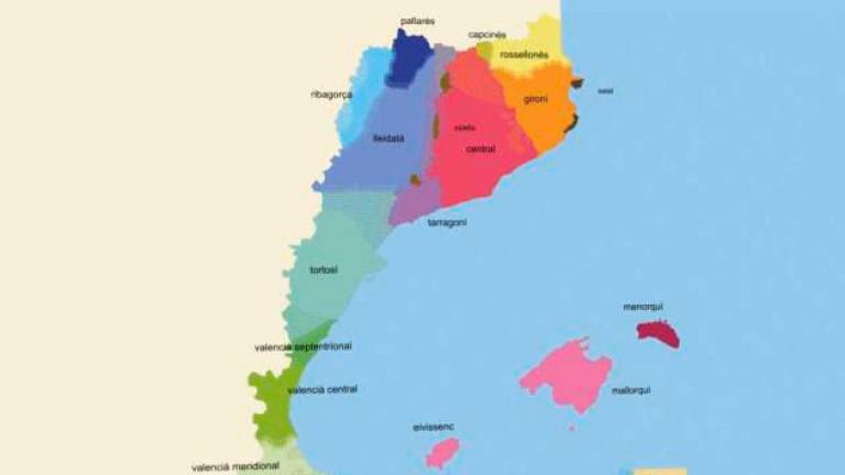 $!Mapa amb les varietats dialectals als Països Catalans. Foto: 3Cat