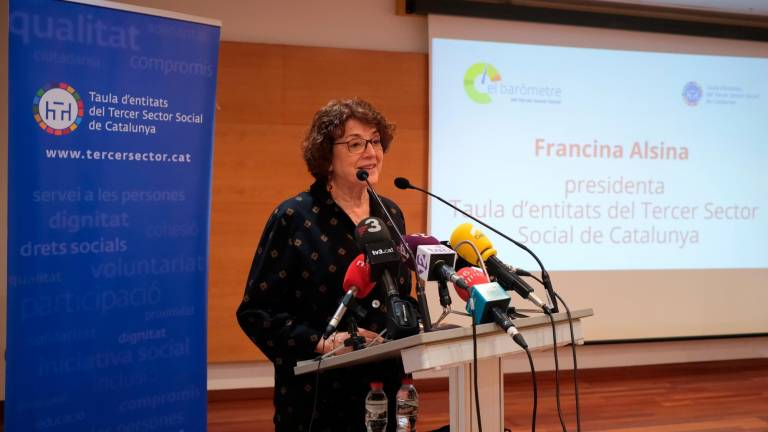 Francina Alsina, presidenta de la Taula d’entitats del Tercer Sector Social en la ONCE, donde se presentó el informe. Foto: Fabián Acidres