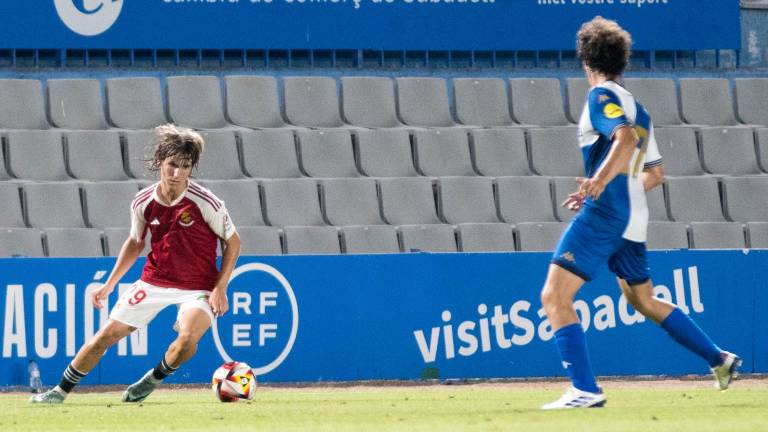 Oriol Subirats en el partido del pasado sábado frente al CE Sabadell. Foto: Baseda/Nàstic