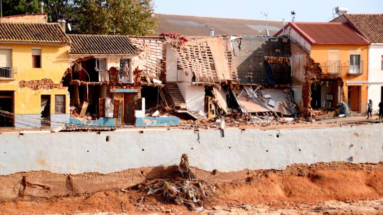 Casas destruidas en Picanya, situadas junto al barranco del Poio, tras su desbordamiento. Foto: ACN