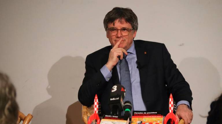 L’expresident i líder de Junts, Carles Puigdemont, en la presentació de dos llibres a Brussel·les. Foto: ACN