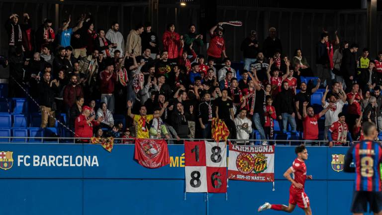 La grada del Johan con aficionados del Nàstic hace dos temporadas atrás. Foto: Nàstic