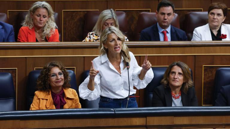 Yolanda Díaz interviene en la sesión de control al Gobierno celebrada este miércoles en el Congreso. Foto: EFE