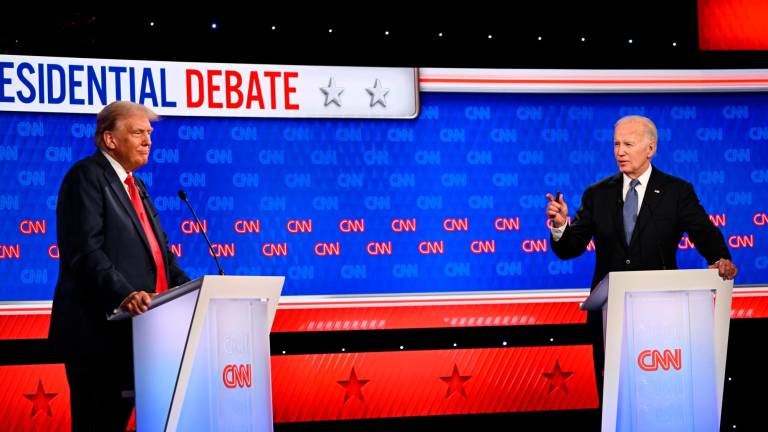 Trump y Biden durante el debate de este jueves. Foto: EFE