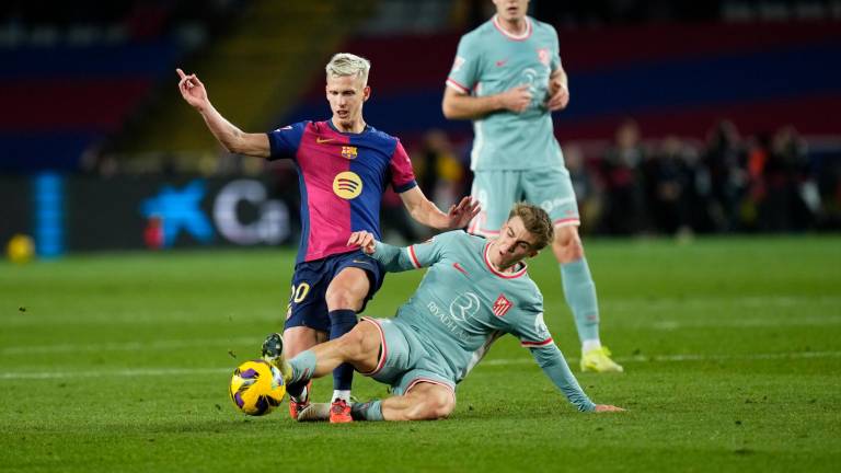 El jugador del Barça, Dani Olmo, durante un partido de esta temporada. Foto; EFE