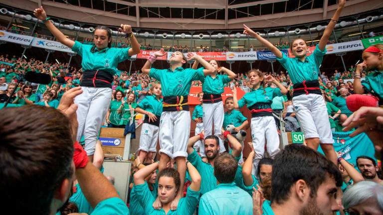 Celebració dels Castellers de Vilafranca, guanyadors del Concurs de Castells. Foto: Marc Bosch