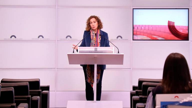 La diputada de ERC Ester Capella, en rueda de prensa en el Parlament este jueves. Foto: ACN