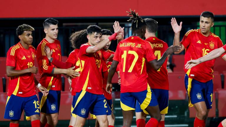 Los jugadores de la selección española celebran un gol conseguido. Foto: EFE