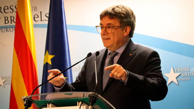 Imagen de Carles Puigdemont durante la comparecencia en Bruselas. Foto: ACN