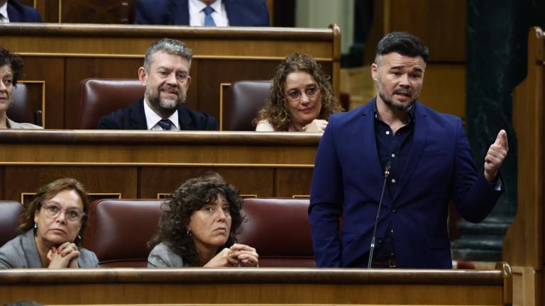 El portavoz de ERC, Gabriel Rufián, interviene en la sesión de control al Gobierno celebrada este miércoles en el Congreso. Foto: EFE