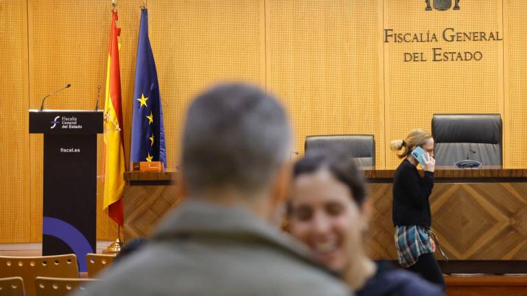 Aspecto de la Fiscalía General del Estado, este jueves en el que el fiscal general del Estado, Álvaro García Ortiz, convoca a la cúpula de la carrera fiscal y al Consejo Fiscal para explicar su decisión de no dimitir a pesar de haber sido imputado por el Supremo por revelar secretos del fraude fiscal cometido por Alberto González Amador, novio de Isabel Díaz Ayuso. Foto: EFE