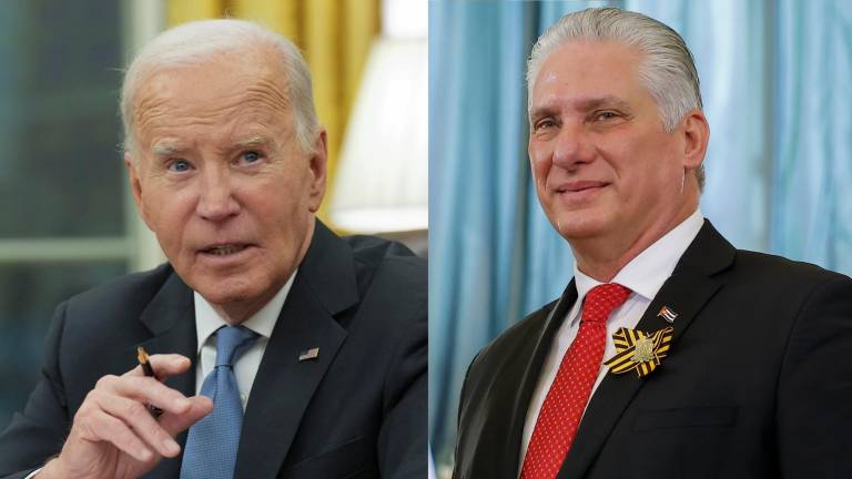 Combo de fotografías de archivo donde se observa al presidente de los Estados Unidos Joe Biden (i), y al presidente de Cuba, Miguel Díaz-Cane. Foto: EFE