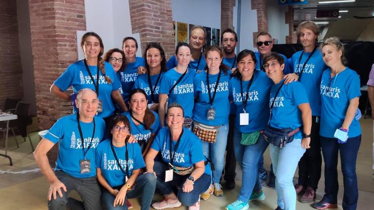 Part de l’equip sanitari de l’Hospital de Santa Tecla que va cobrir el Concurs de Castells de 2022. cedida