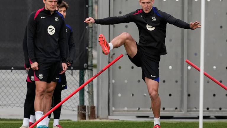 Dani Olmo en un entrenamiento reciente. Foto: EFE