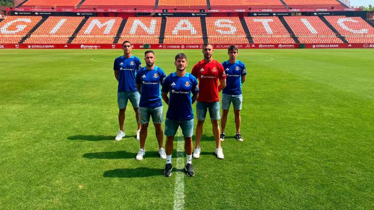 Joan Oriol, Marc Fernández, Alberto Varo, Pablo Fernández y Ander Gorostidi, los capitanes del Nàstic este curso. foto: nàstic