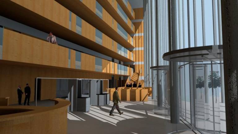 Imagen virtual del Fòrum Judicial, que ahora se espera que pueda ser una realidad en 2028. Foto: DT