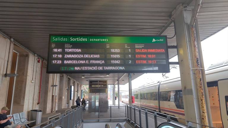 Algunos de los pasajeros de un tren que ha sufrido la espera en Sant Vicenç. Foto: cedida