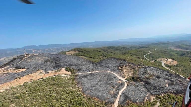 Vista aérea de la zona afectada. Foto: Bombers