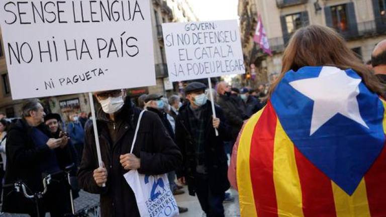 Una manifestació a favor de la immersió lingüística. Foto: EFE