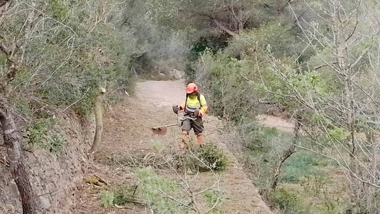 Los trabajos en el camino de Montpaó de Calafell.