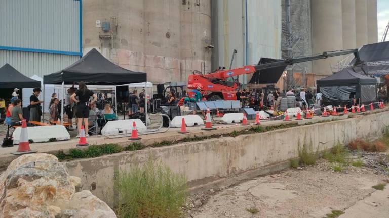 Rodaje de la miniserie ‘Blade Runner 2099’ el pasado sábado en el Port de Tarragona. foto: DT