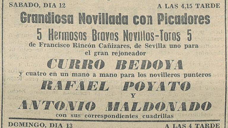 Anunci de la cursa inaugural de la plaça portàtil de braus publicat al ‘Diario Español’ l’octubre de 1968. DT.