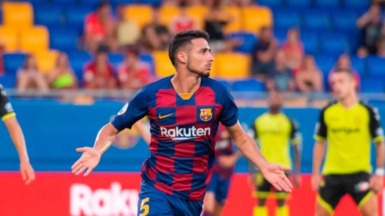 Guillem Jaime celebra un gol el FC Barcelona B ante el Nàstic. Foto: FC Barcelona