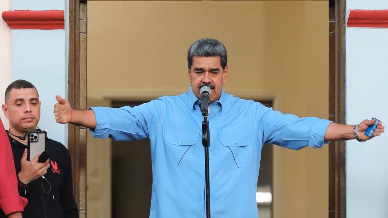 El presidente de Venezuela, Nicolás Maduro, durante su discurso desde el balcón del pueblo ubicado en el Palacio de Miraflores, en Caracas (Venezuela). Foto: EFE
