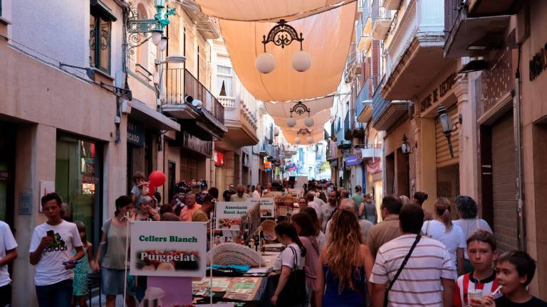 El carrer de la Cort torna a acollir l’exposició de fruites, verdures i altres productes agrícoles. Foto: R. Urgell