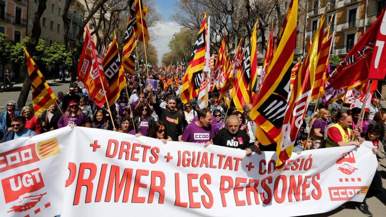 Imagen de archivo de una manifestación de CCOO y UGT. Foto: Pere Ferré/DT