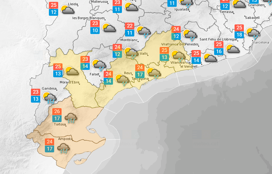 Dijous 19 de setembre: precipitació a l’extrem sud