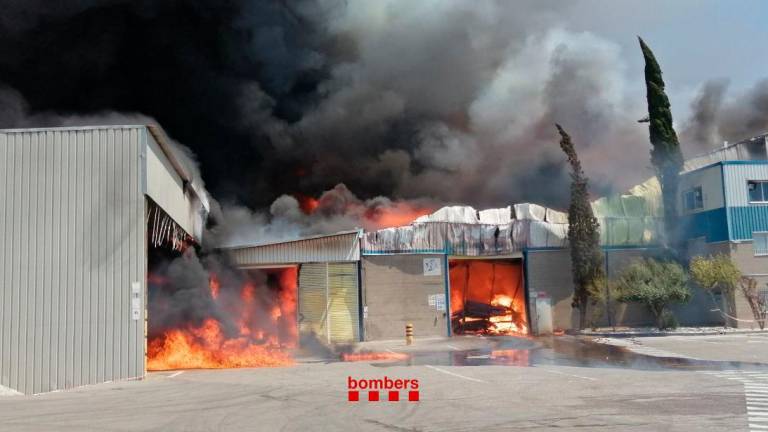 Incendio en una fábrica situada en el Polígono Industrial de Ruanes, en Puigpelat. Foto: DT