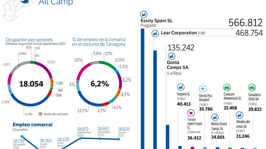 La tradición y especialización en la industria papelera con diversos usos sigue teniendo un peso muy importante en la comarca. Prueba de ello es que Essity lidera el ranking como empresa de mayor volumen de negocio y Gomà Camps es tercera. Como segunda compañía destaca Lear Corporation.