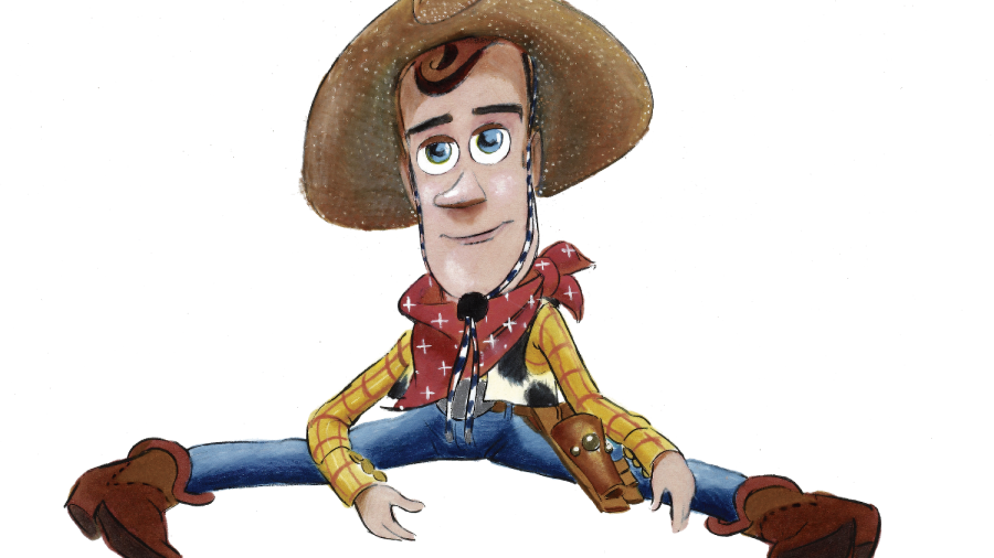 Bud Luckey, color de Ralph Eggleston. Woody. Toy Story, 1995. Técnica mixta sobre papel. Foto: Pixar