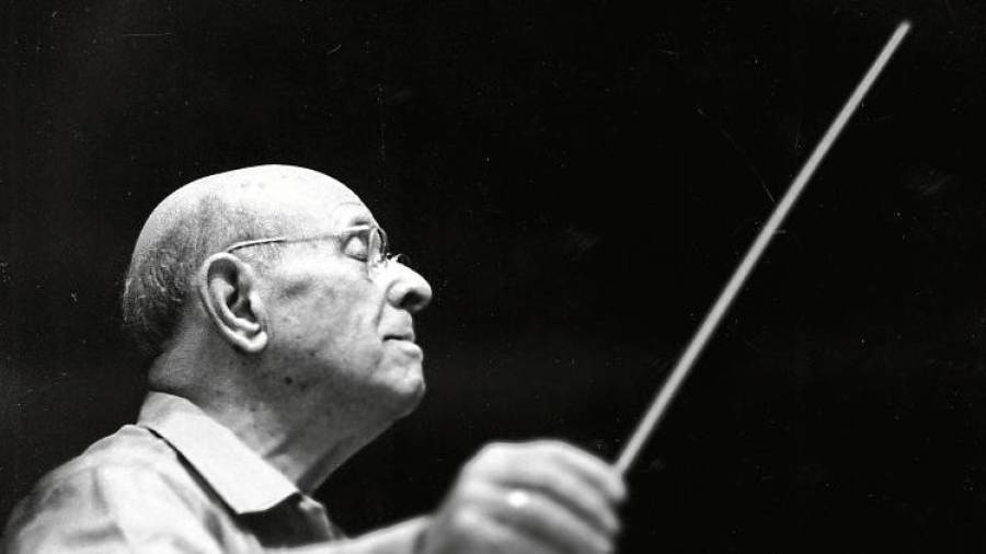 Retrat del mestre Pau Casals dirigint un assaig a Puerto Rico. Foto: Arthur Grossman, 1968.