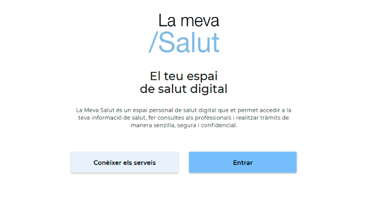 Pàgina per entrar a La Meva Salut.