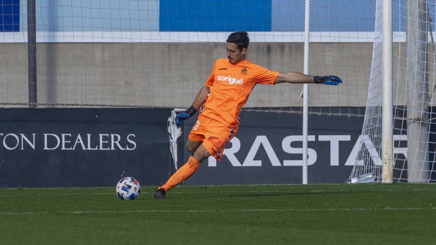 Gonzi en el partido ante el Espanyol B en el que brilló. Foto: Nàstic